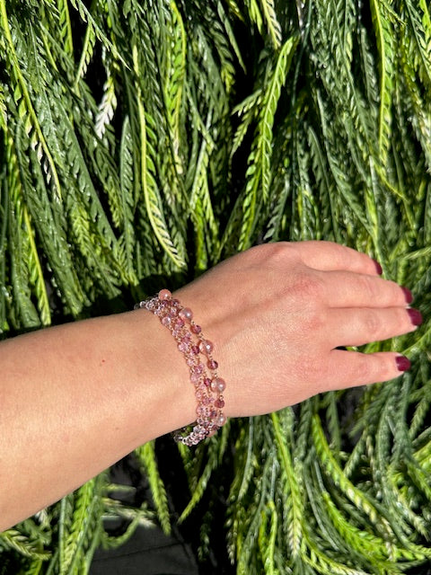 Rosy Quartz Bracelet Quadruple Stack