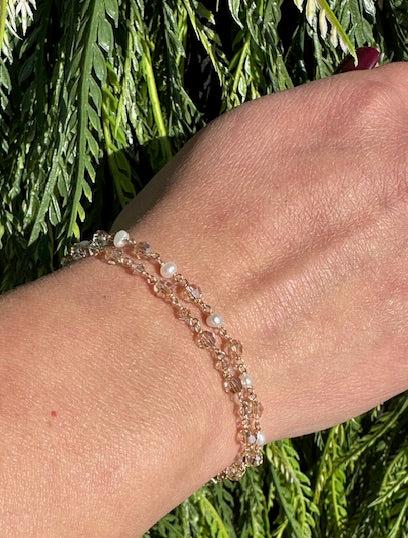 Golden Dawn Bracelet Double Stack with Pearls