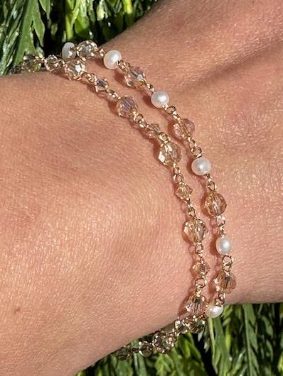 Golden Dawn Bracelet Double Stack with Pearls