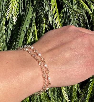 Golden Dawn Bracelet Double Stack with Pearls