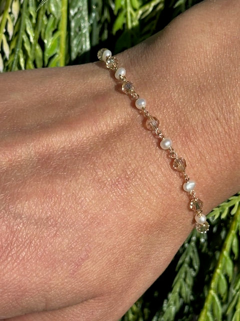 Golden Dawn Bracelet Double Stack with Pearls