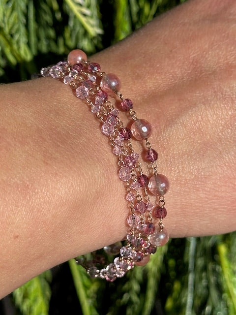 Rosy Quartz Bracelet Quadruple Stack