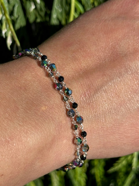 Galaxy and Dainty Spinal Bracelet Double Stack