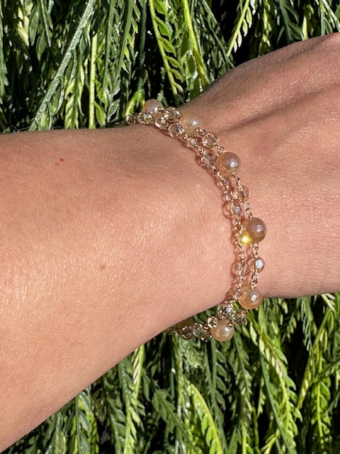 Golden Dawn Bracelet Double Stack with Quartz