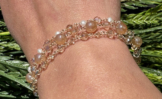Golden Dawn Bracelet Triple With Quartz Stack