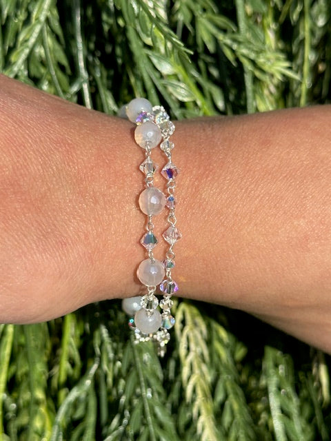 Ice Crystal and Quartz Bracelet Stack